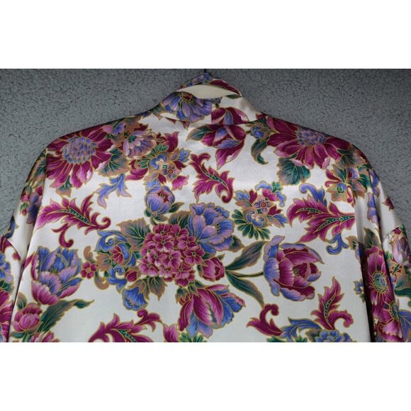 Dentelle Vintage Floral Satin Robe-Belted-Size Large-90's-Y2K - Picture 6 of 6